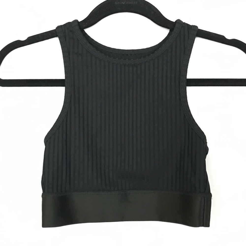 Planet Blue Blue Life Black Ribbed Workout Top
